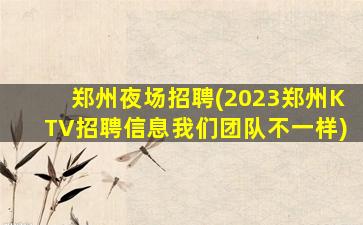郑州夜场招聘(2023郑州KTV招聘信息我们团队不一样)